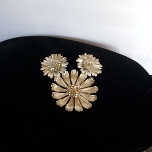 BSK silvertone Brooch and earrings set.